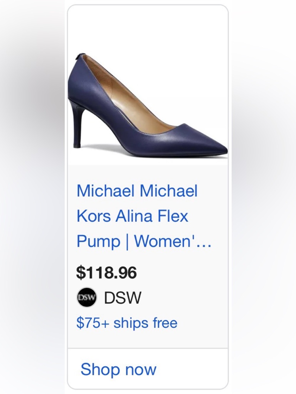 Michael Kors Alina Flex Leather Pointed-Toe Pump | Navy | 5.5